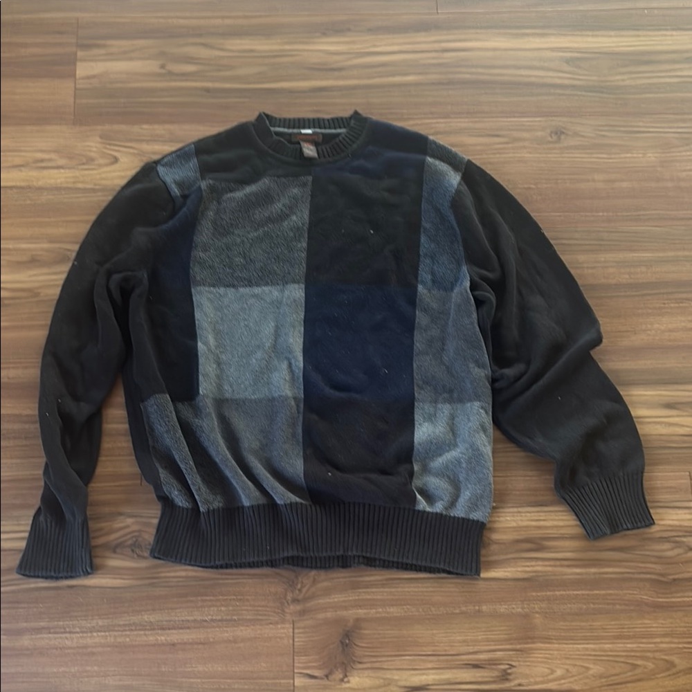 Men's Vintage Black Navy and Gray Crewneck Sweater by Dockers XL